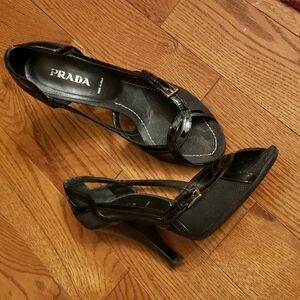 Prada OPEN TOE black heels. Size 40
